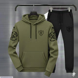 Men Royal Crest Hoodie Track Suit Green Black Fleece