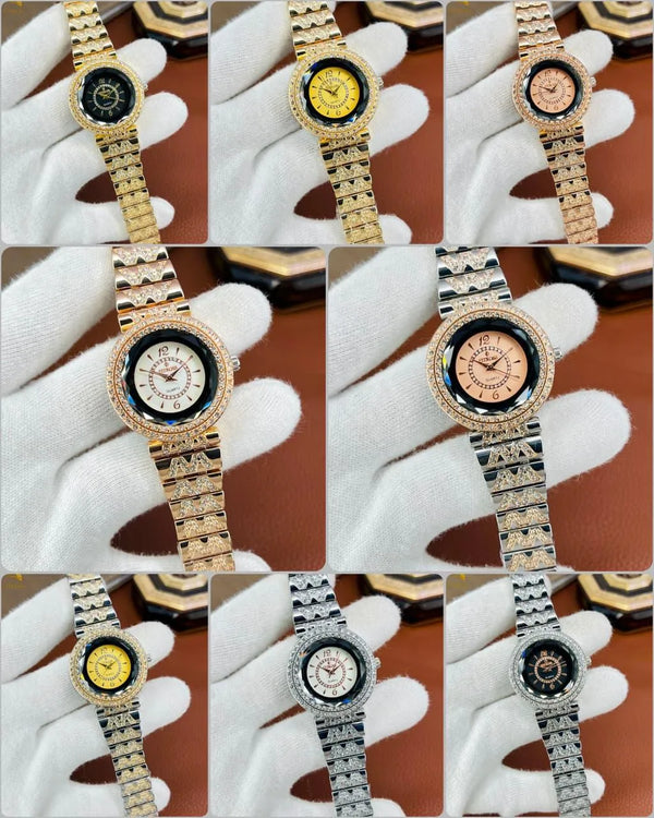 Golden Women's Diamond-Studded Watch Set of 3