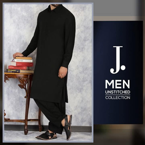 Men's Wash & Wear Plain Black Suit Black