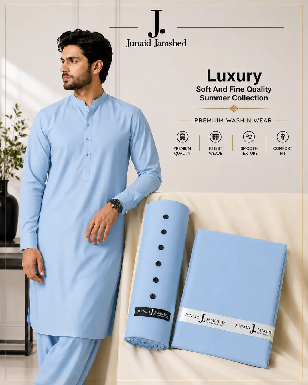 Men’s Unstitched Wash And Wear Plain Suit