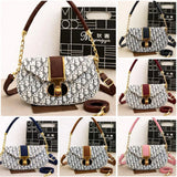 Black Printed Shoulder Bag for Girls with Gold Hardware