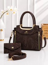 Women's Leather Printed Hand Bag Set