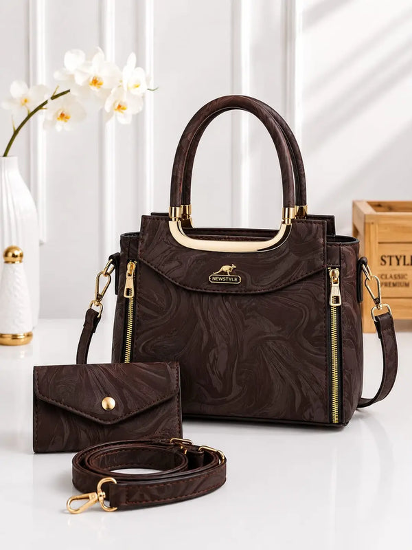 Women's Leather Printed Hand Bag Set