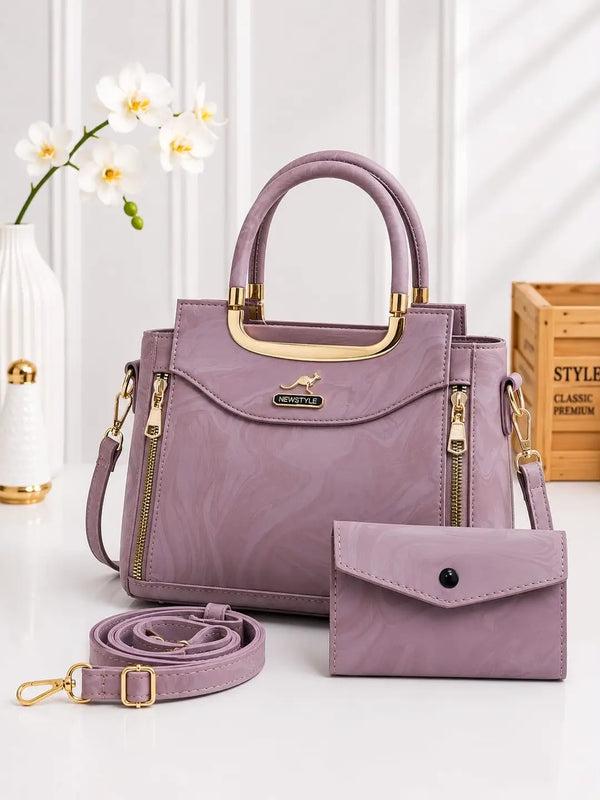 Women's Leather Printed Hand Bag Set