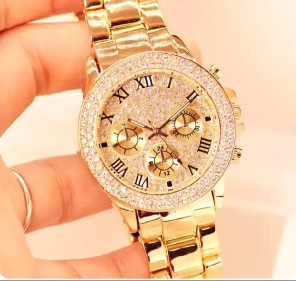 Golden Crystal Roman Dial Watch