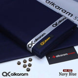 Navy Blue Cotton Unstitched Suit for Men