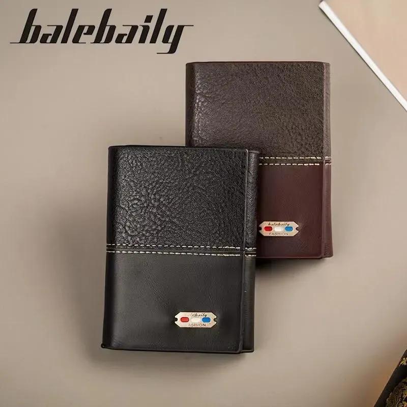 Men's Tri-Fold Leather Wallet Black Brown