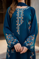 Exquisite Linen Embroidered Suit Set - 3 Pcs