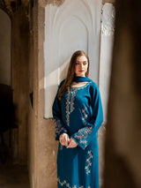 Exquisite Linen Embroidered Suit Set - 3 Pcs