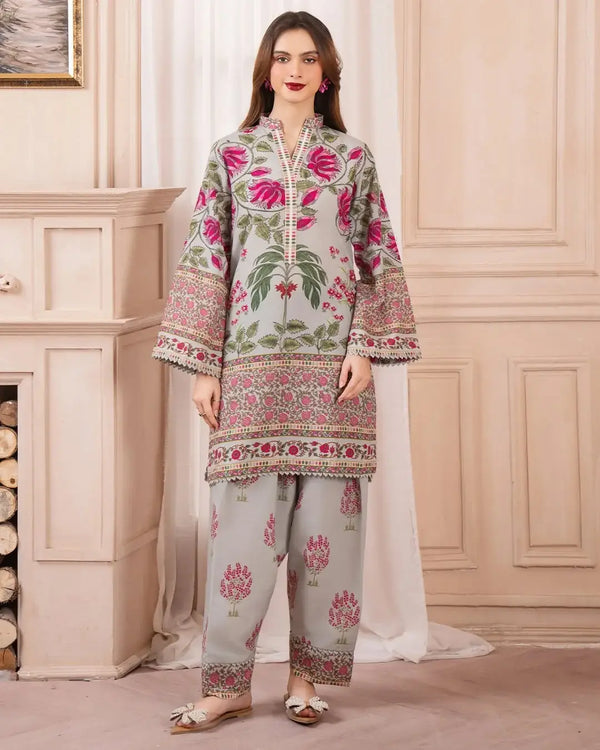 Stylish Printed Suit - 2 Pcs Shirt and Trouser for Women