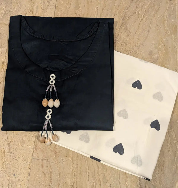 2 Pcs Women's Stitched Cotton Plain Shirt And Trouser