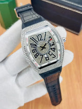 Diamond Stone Men's Luxury Fashion Watch, (Working Date & Premium Textured Strap)