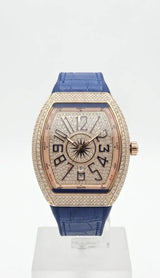 Diamond Stone Men's Luxury Fashion Watch, (Working Date & Premium Textured Strap)