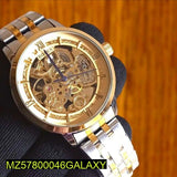 Men's Rose Gold Skeleton Watch with Stainless Steel Band