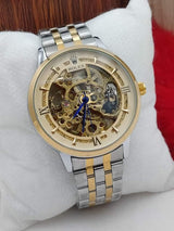 Men's Rose Gold Skeleton Watch with Stainless Steel Band