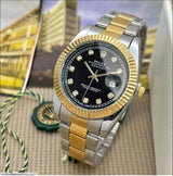 Men's Luxury Watch Black Diamond Dial 41mm Stainless Steel