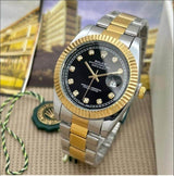 Men's Luxury Watch Black Diamond Dial 41mm Stainless Steel